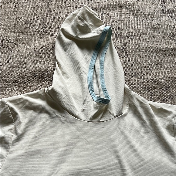 White Long Sleeve Hoodie with Blue Trim - Picture 4 of 6